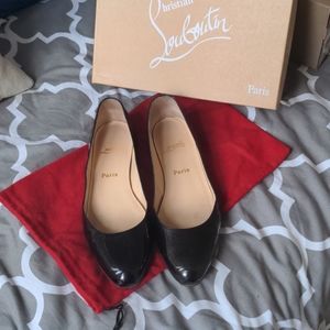 Christian Louboutin Balacorta Black Glimmer Flat